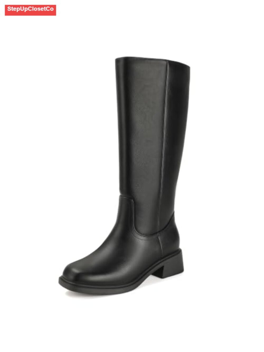 Women's Knee High Square Toe Chunky Block Heel Boots with Pull-On Style
